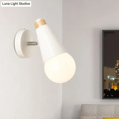 Nordic sweet cone wall light with bamboo base for bedroom