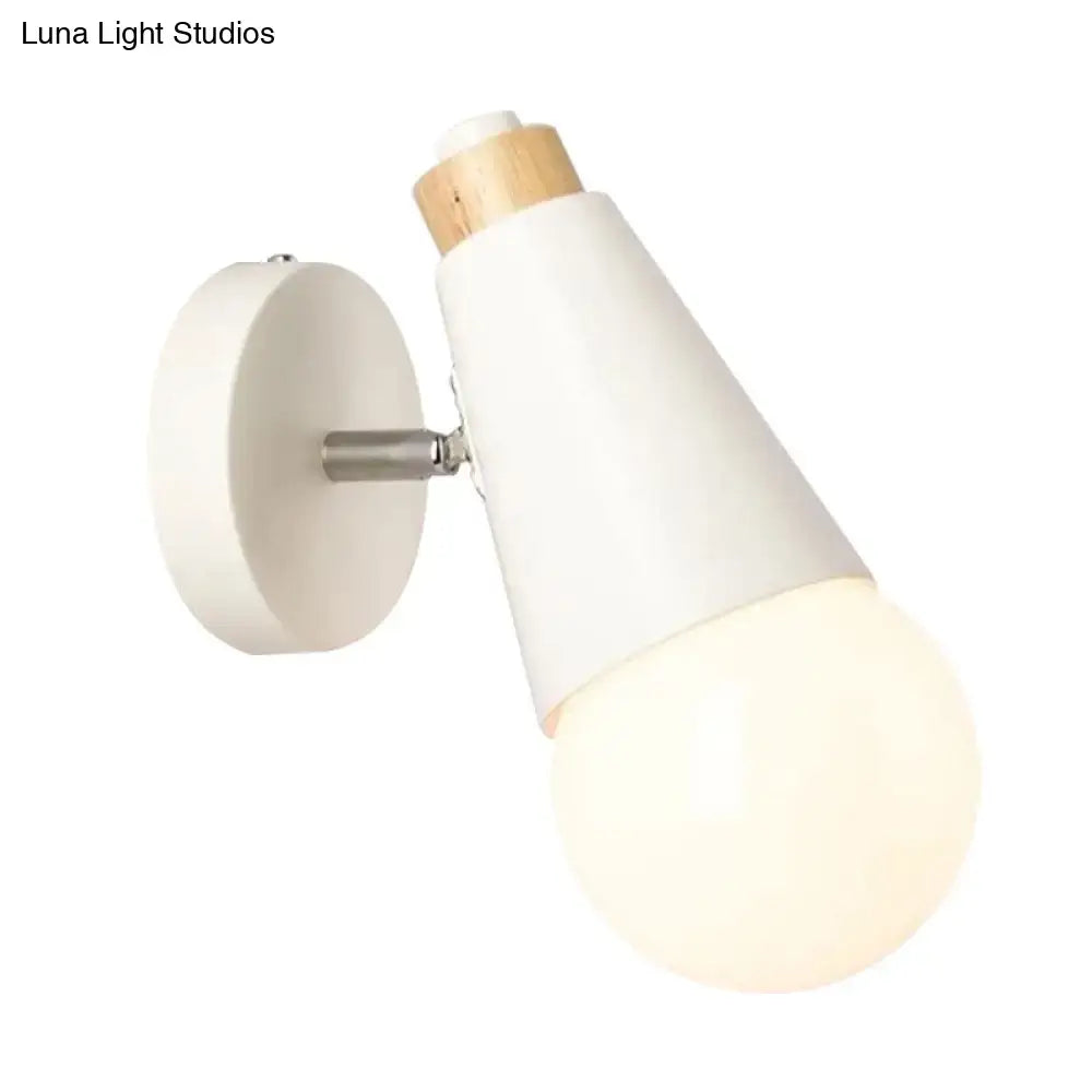 Nordic sweet cone wall light with bamboo base for bedroom