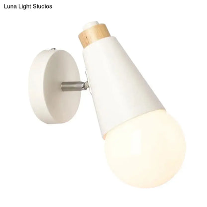Nordic sweet cone wall light with bamboo base for bedroom