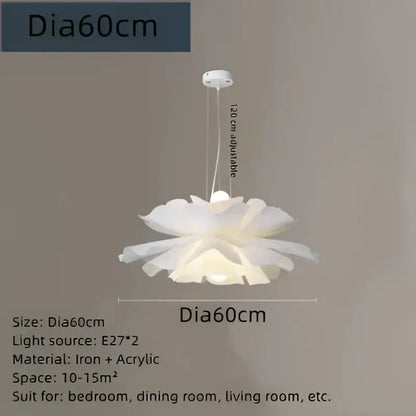 Nordic white acrylic flower pendant chandelier for bedroom decor
