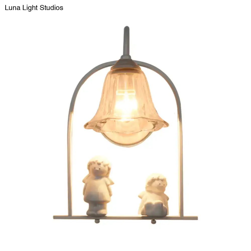 Nordic white arched frame flower glass pendant light – bedroom decor
