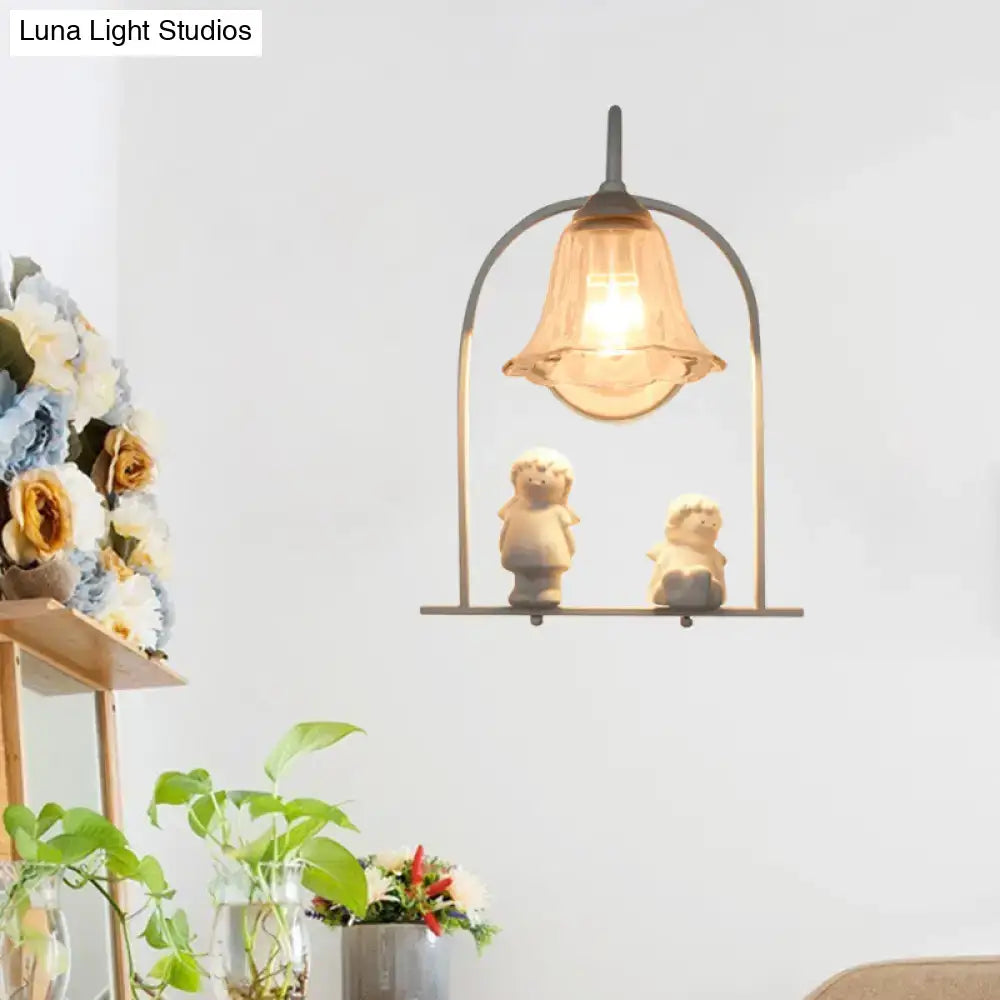Nordic white arched frame flower glass pendant light – bedroom decor