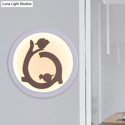 Nordic white & brown bird led wall sconce bedroom light fixture