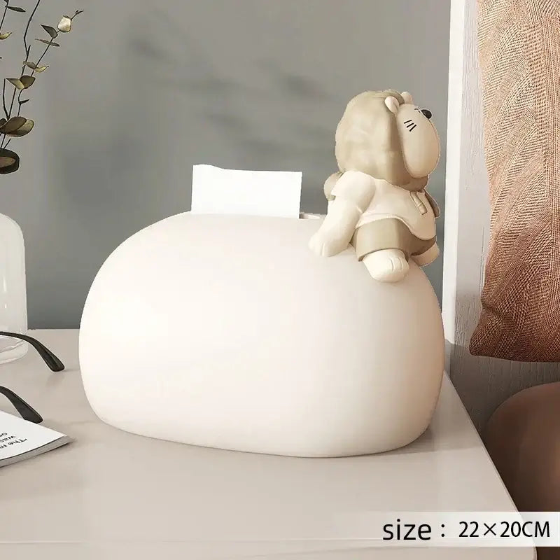 Nordic white ceramic bear statues tissue box living room decor