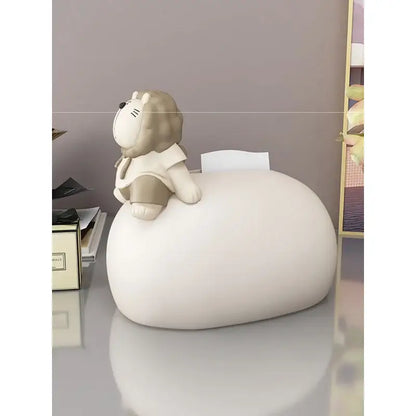 Nordic white ceramic bear statues tissue box living room decor