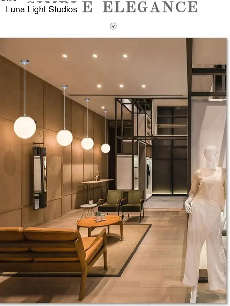 DecorBites™ Nordic White Glass Ball Pendant Lights Modern LED Living Room Hanglamp Pendant Lamp Restaurant Bar Aisle Bubble Ball Luminaire