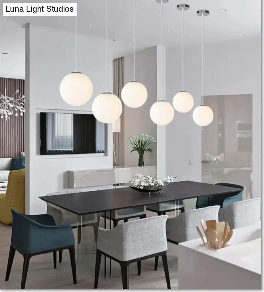 DecorBites™ Nordic White Glass Ball Pendant Lights Modern LED Living Room Hanglamp Pendant Lamp Restaurant Bar Aisle Bubble Ball Luminaire