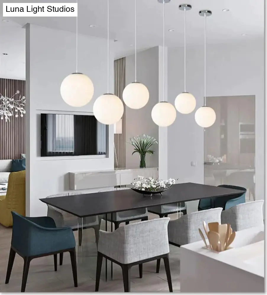 DecorBites™ Nordic White Glass Ball Pendant Lights Modern LED Living Room Hanglamp Pendant Lamp Restaurant Bar Aisle Bubble Ball Luminaire