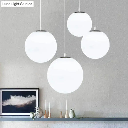 Nordic white glass ball pendant lights set of 4 dining room