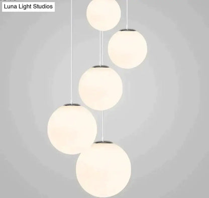 Nordic white glass ball pendant lights set of 4 dining room