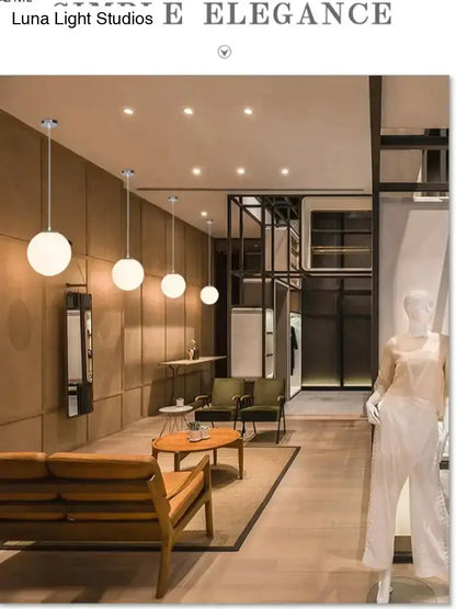 Nordic white glass ball pendant lights set of 4 dining room