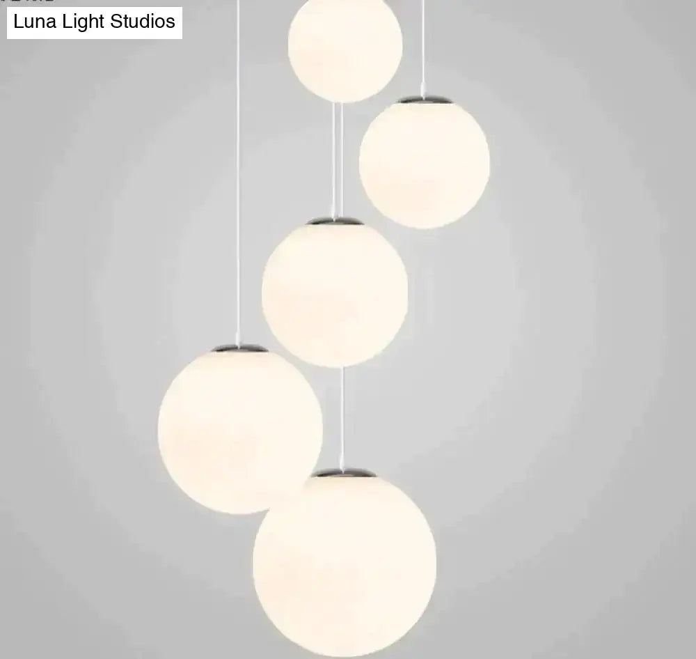 Nordic white glass ball pendant lights set of 4 dining room