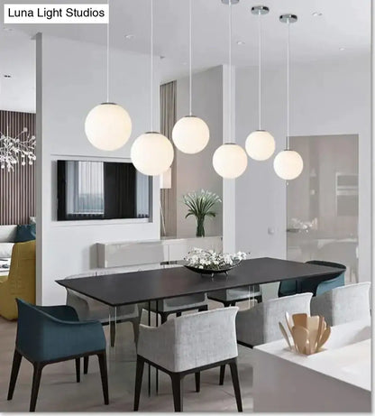 Nordic white glass ball pendant lights set of 4 dining room