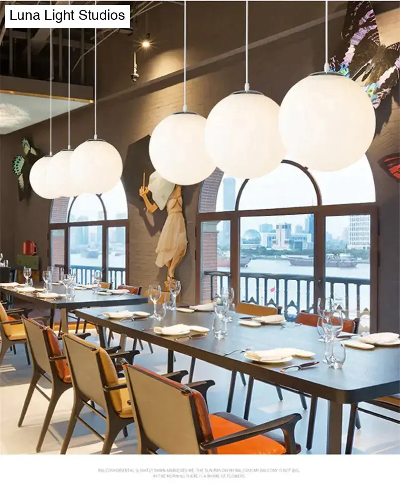 Nordic white glass ball pendant lights set of 4 dining room