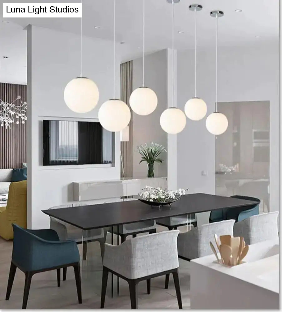 Nordic white glass ball pendant lights set of 4 dining room