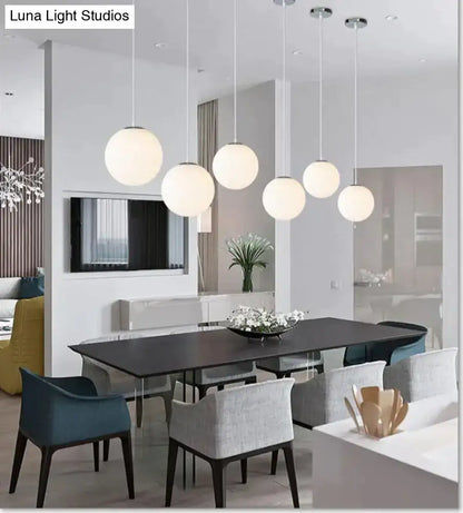 Nordic white glass ball pendant lights set of 4 dining room