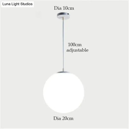Nordic white glass ball pendant lights set of 4 dining room