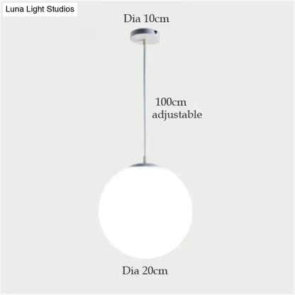 Nordic white glass ball pendant lights set of 4 dining room