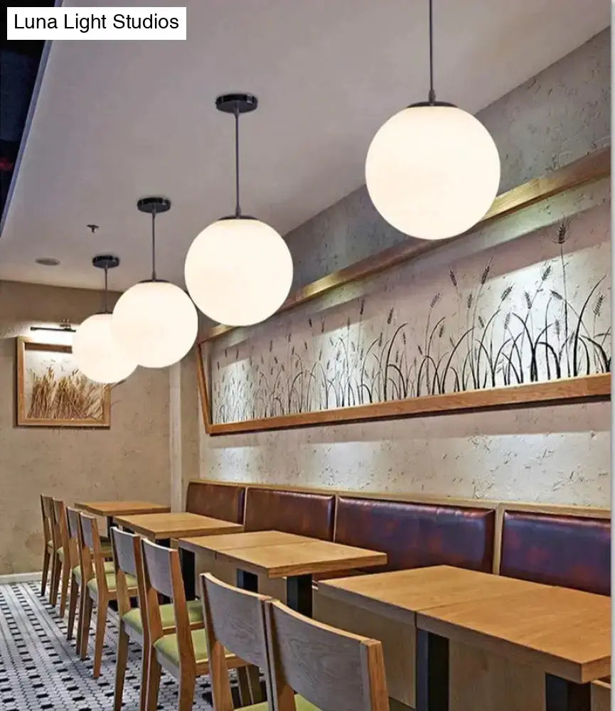 Nordic white glass ball pendant lights set of 4 dining room