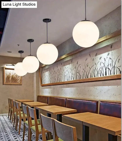 Nordic white glass ball pendant lights set of 4 dining room