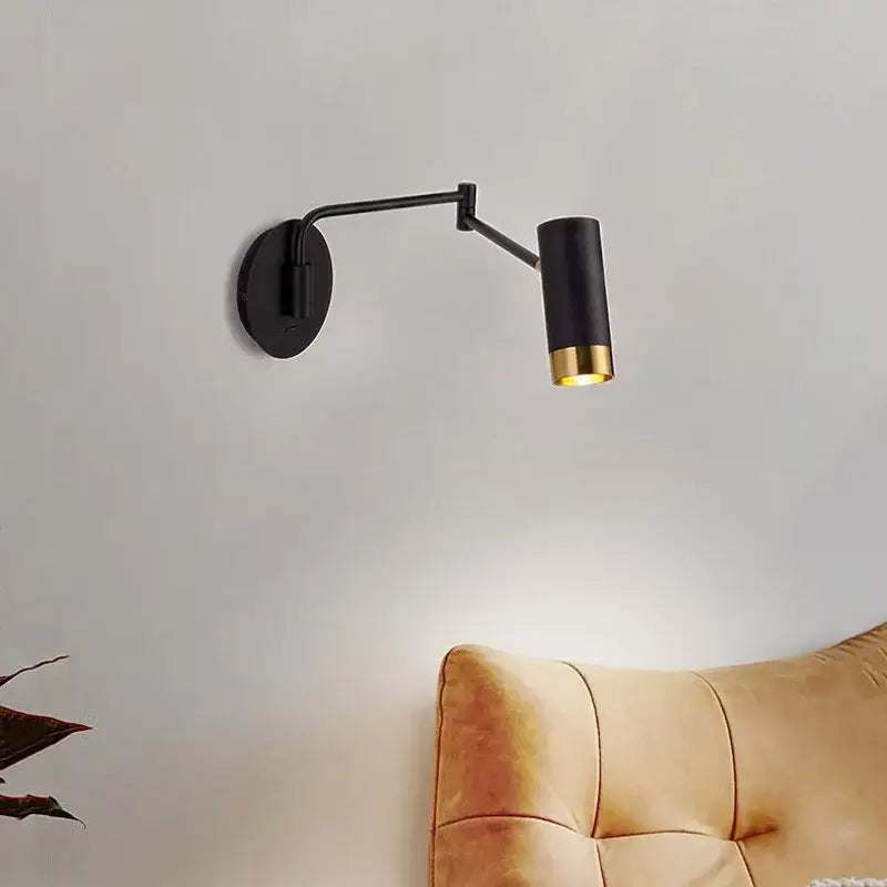 Nordic white & gold adjustable led swing arm wall light bedroom sconce
