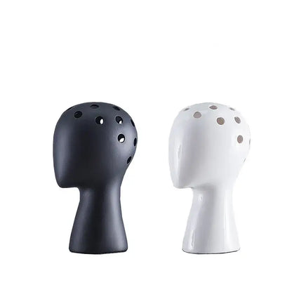 Nordic white human head ceramic vase living room flower decor