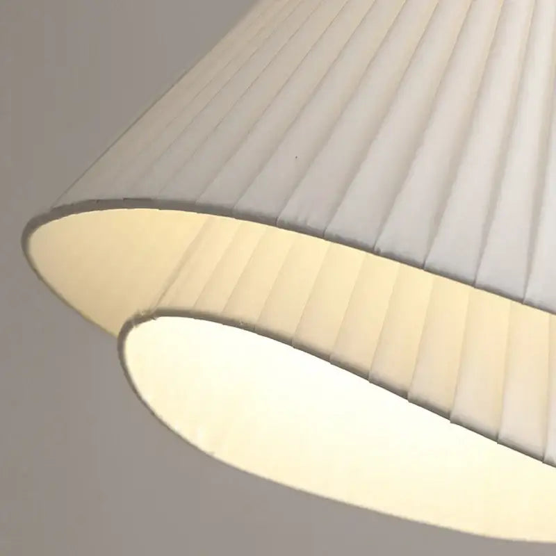 Nordic white pleated cream fabric led pendant chandelier bedroom light