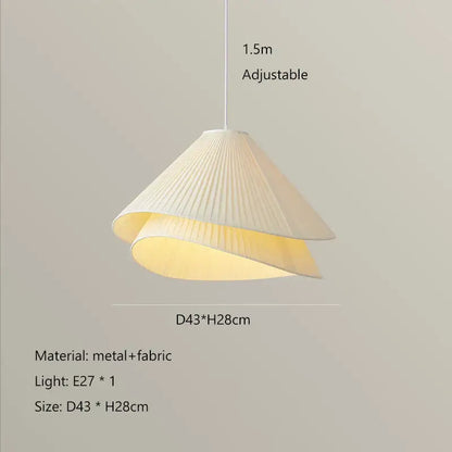 Nordic white pleated cream fabric led pendant chandelier bedroom light