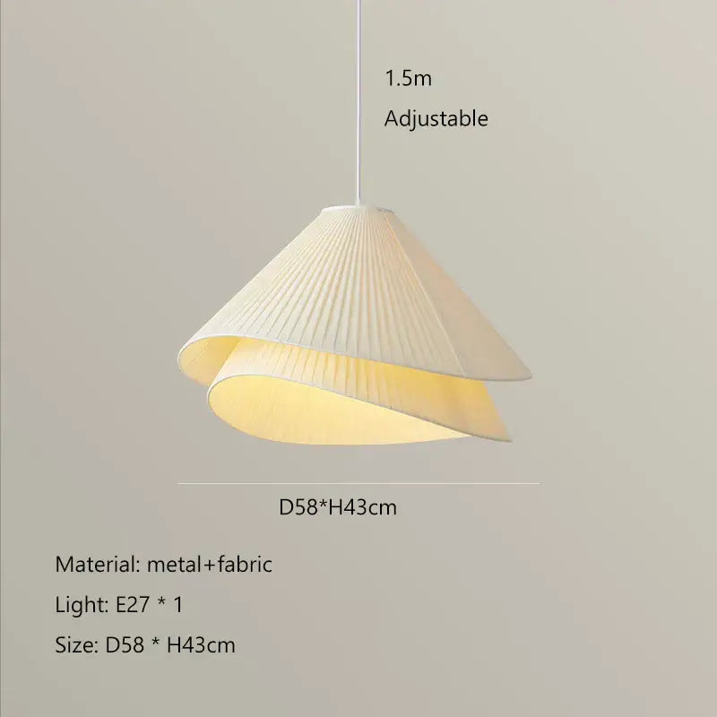 Nordic white pleated cream fabric led pendant chandelier bedroom light