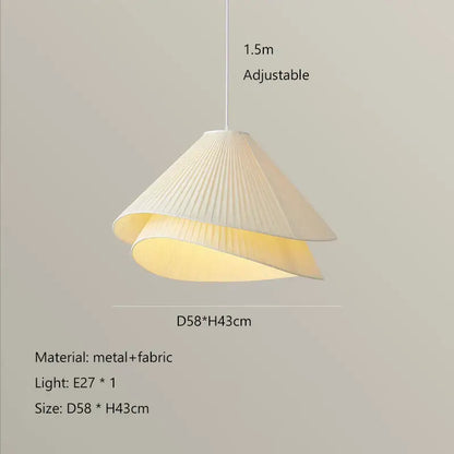 Nordic white pleated cream fabric led pendant chandelier bedroom light