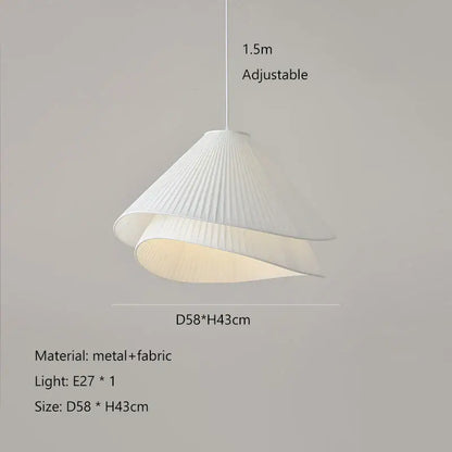 Nordic white pleated cream fabric led pendant chandelier bedroom light