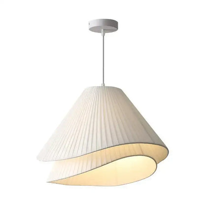 Nordic white pleated cream fabric led pendant chandelier bedroom light