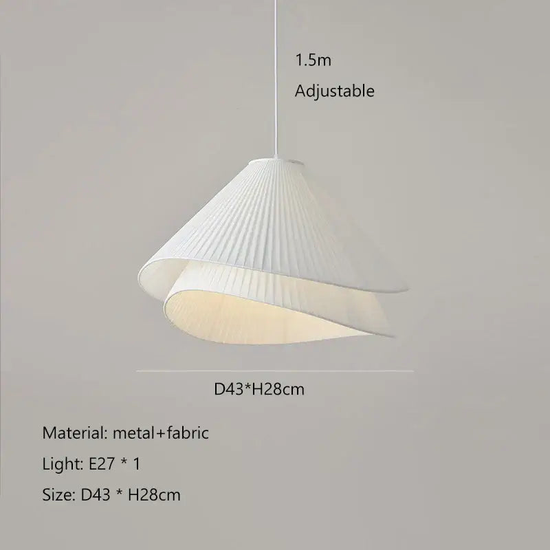Nordic white pleated cream fabric led pendant chandelier bedroom light