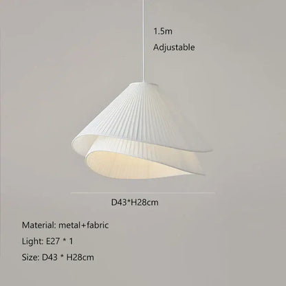 Nordic white pleated cream fabric led pendant chandelier bedroom light