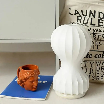 Nordic white ribbed hot air balloon table lamp bedroom light