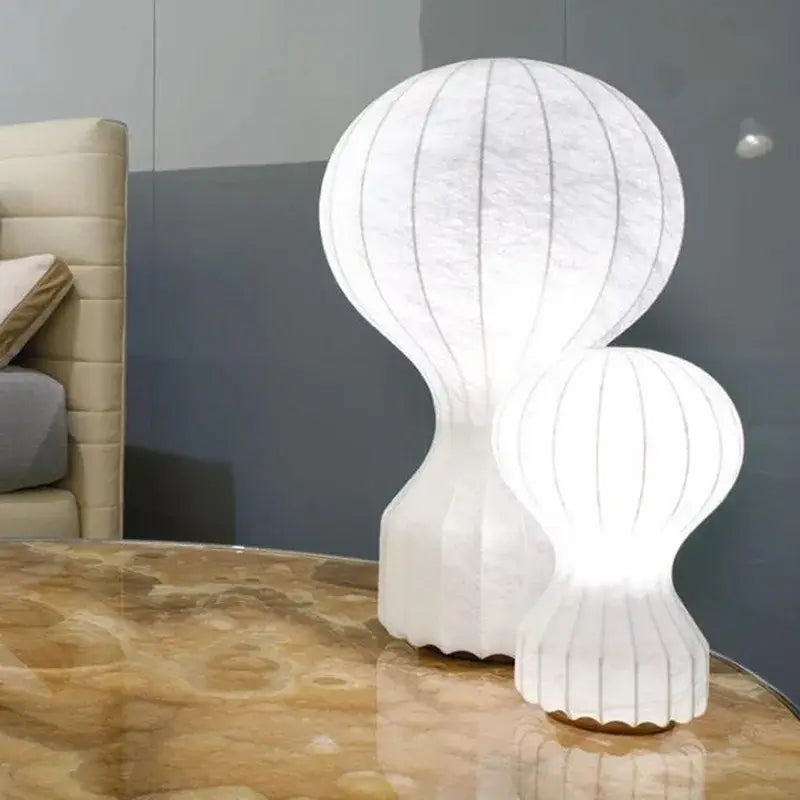 Nordic white ribbed hot air balloon table lamp bedroom light