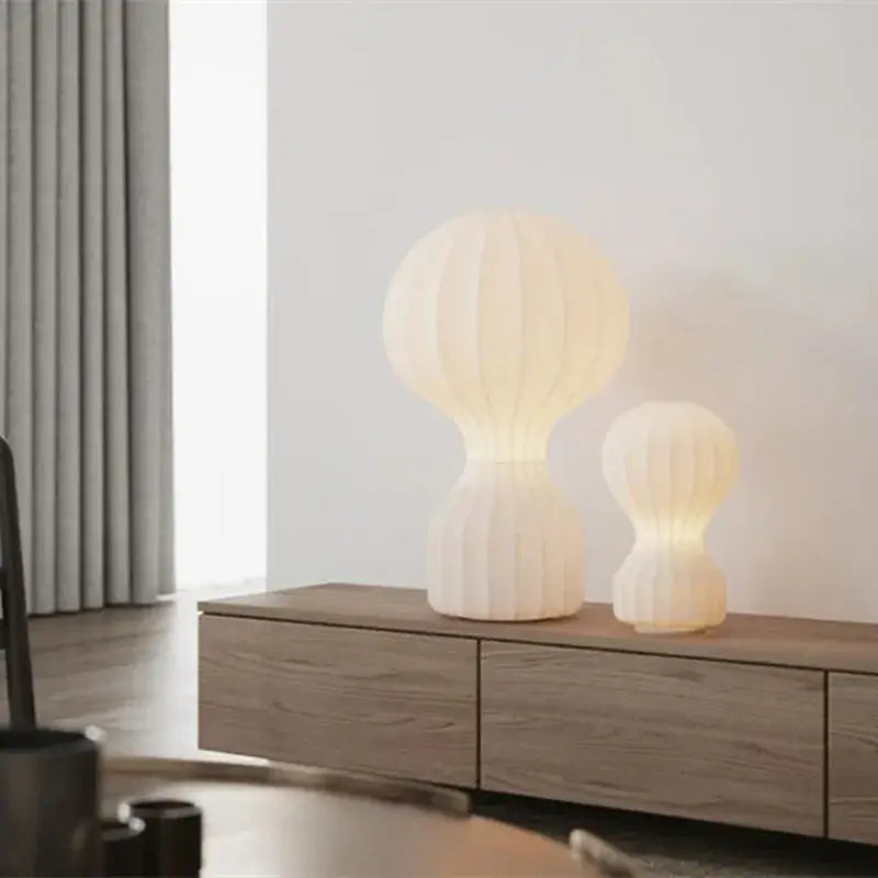 Nordic white ribbed hot air balloon table lamp bedroom light