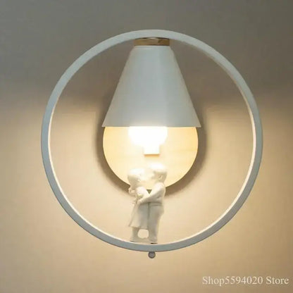 Nordic wood and ceramic birdie wall lamp bedroom light