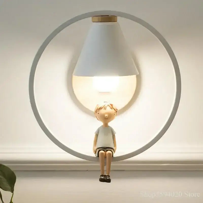 Nordic wood and ceramic birdie wall lamp bedroom light