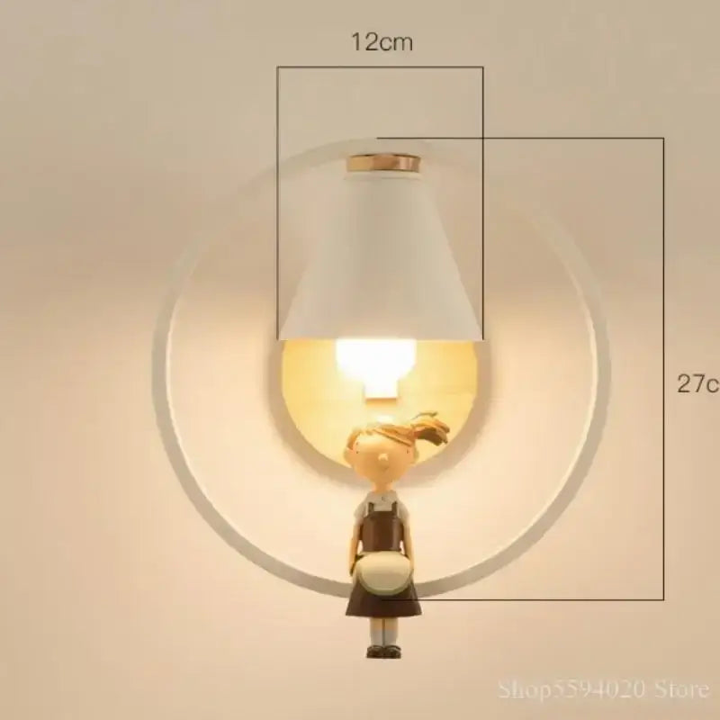 Nordic wood and ceramic birdie wall lamp bedroom light