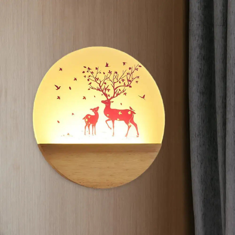 Nordic wood bird acrylic wall lamp bedroom led fixture