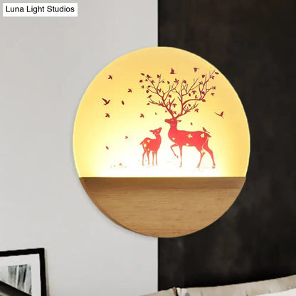 Nordic wood bird acrylic wall lamp bedroom led fixture