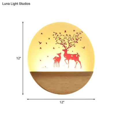 Nordic wood bird acrylic wall lamp bedroom led fixture