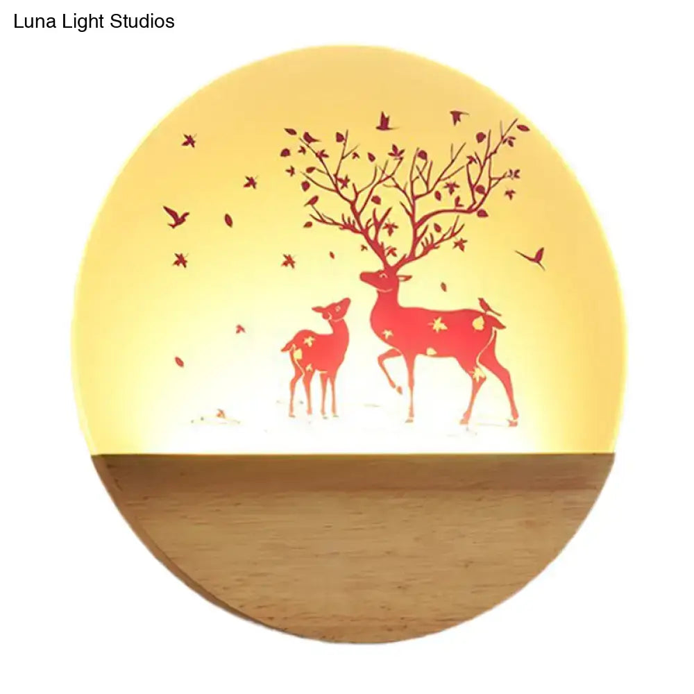 Nordic wood bird acrylic wall lamp bedroom led fixture