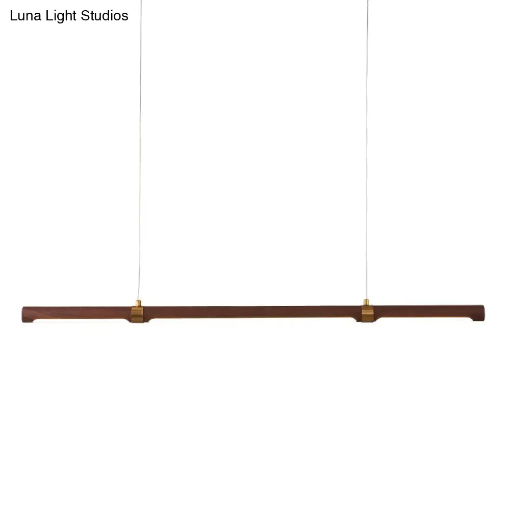 DecorBites™ Nordic Wood Island Pendant LED Strip Light in Brown for Dining Table