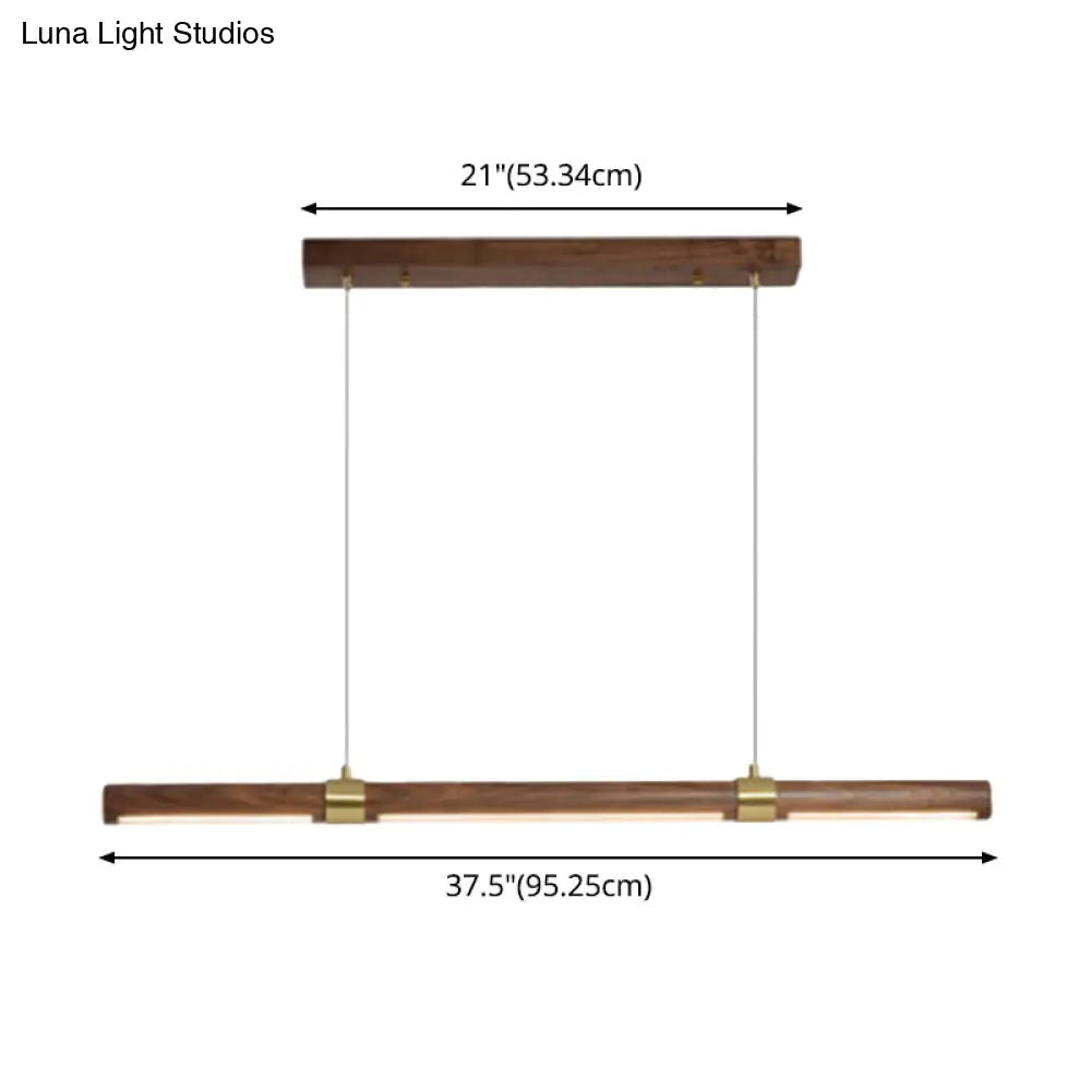 DecorBites™ Nordic Wood Island Pendant LED Strip Light in Brown for Dining Table