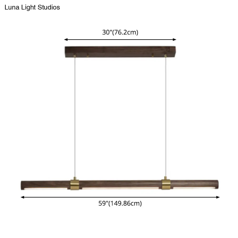 DecorBites™ Nordic Wood Island Pendant LED Strip Light in Brown for Dining Table