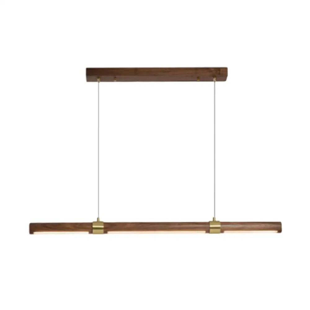 DecorBites™ Nordic Wood Island Pendant LED Strip Light in Brown for Dining Table