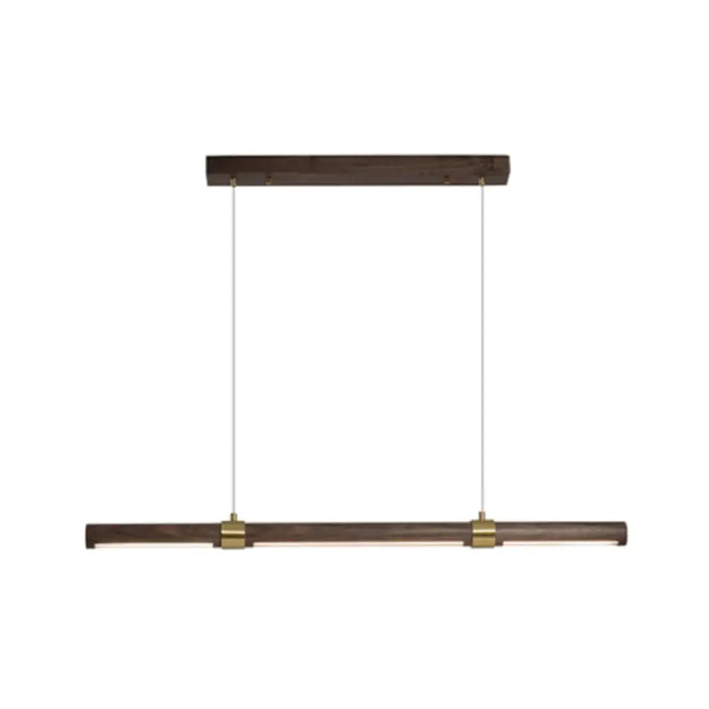 DecorBites™ Nordic Wood Island Pendant LED Strip Light in Brown for Dining Table
