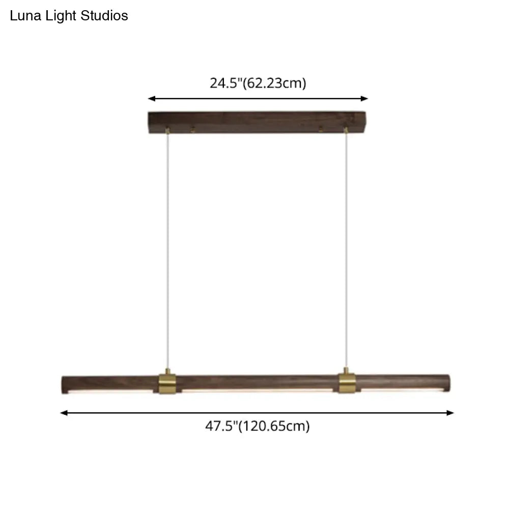 DecorBites™ Nordic Wood Island Pendant LED Strip Light in Brown for Dining Table